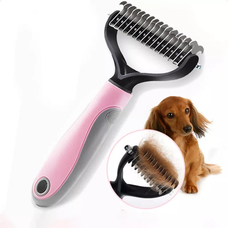 Professional Pet Deshedding Brush 2 Sided Dematting Rake