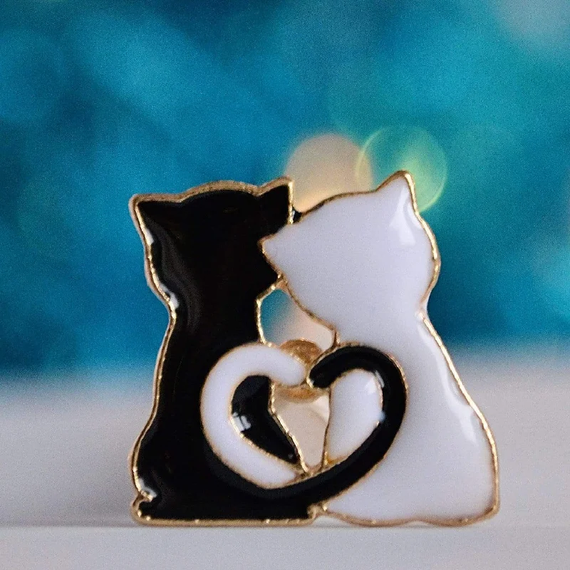 Yin Yang Cat Lapel Pin