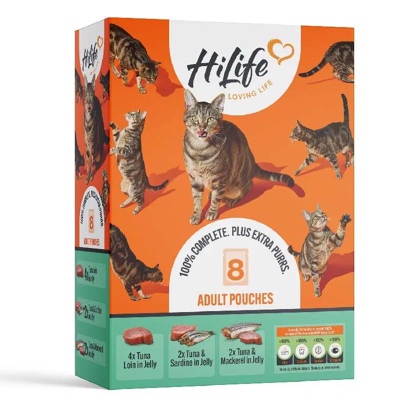 HiLife Adult Cat Mixed Seafood 70g Pouch Recipes in Jelly - 8 or 32 Pack