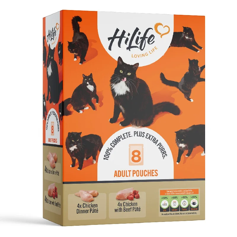 HiLife Adult Cat Chicken Pâté 70g Pouches - 8 or 32 Pack