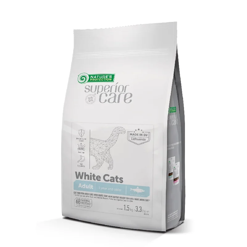 Nature's Protection Superior Care White Cats Grain Free Herring Adult All Breeds, dry grain free pet food with herring for adult all breed cats with white coat