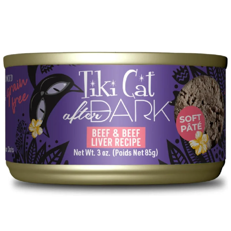 Tiki Cat After Dark Beef & Beef Liver Pate Grain-Free Wet Food for Cats (3 oz x 12 cans)