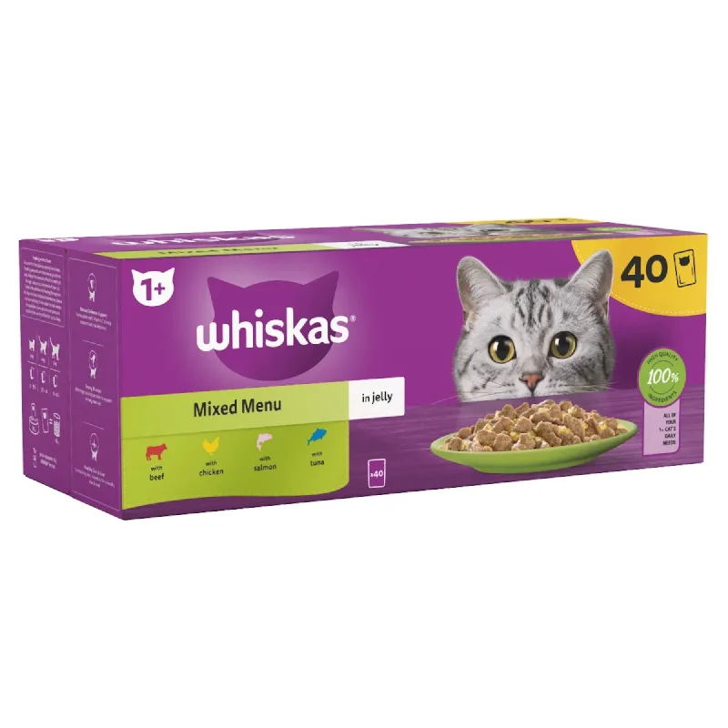 Whiskas 1+ Cat Pouches Mixed Menu In Jelly