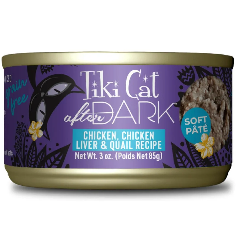 Tiki Cat After Dark Chicken & Quail Pate Grain-Free Wet Food for Cats (3 oz x 12 cans)