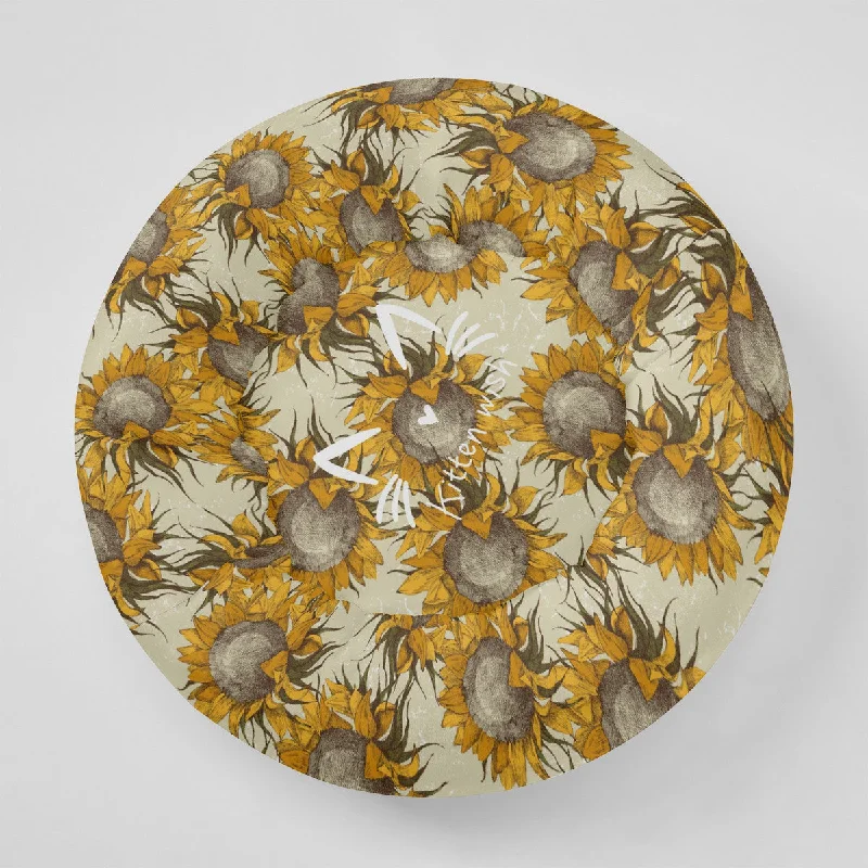 Sunflower Flannel Round Cat Bed