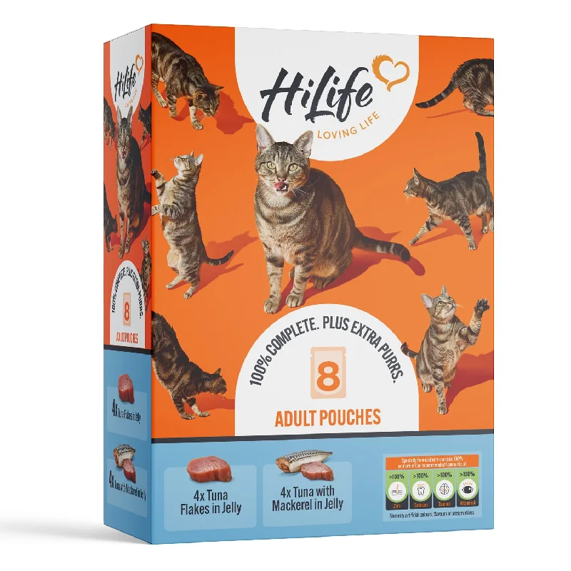 HiLife Adult Cat Tuna Recipes in 70g Jelly Pouches - 8 or 32 Pack