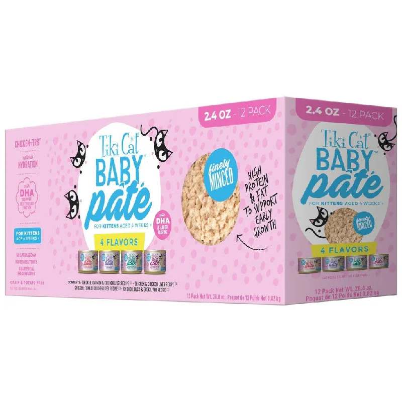 Tiki Cat Baby Pate Variety Pack Wet Food for Kittens (2.4 oz x 12 cans)