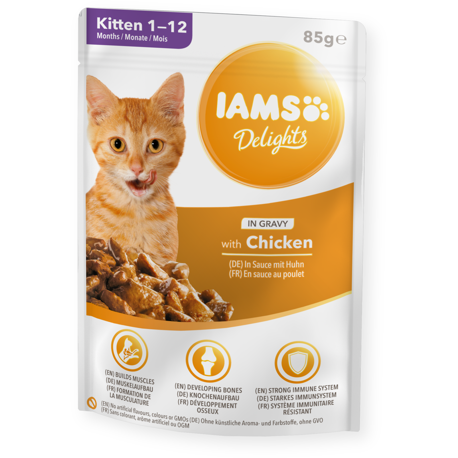 IAMS Delights Kitten Chicken in Gravy 85G