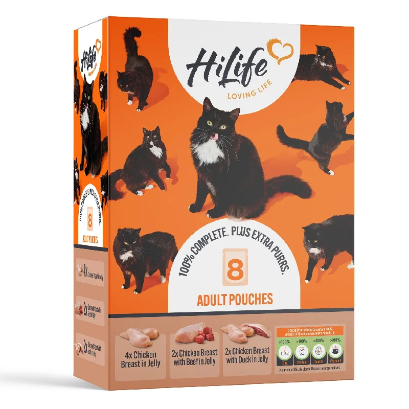 HiLife Adult Cat Mixed Chicken 70g Pouch Recipes in Jelly - 8 or 32 Pack