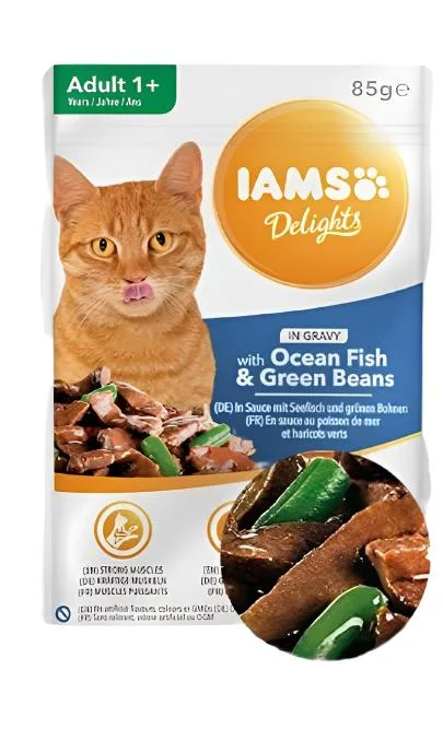 IAMS Delights Adult Ocean fish & Green Beans in Gravy 85G