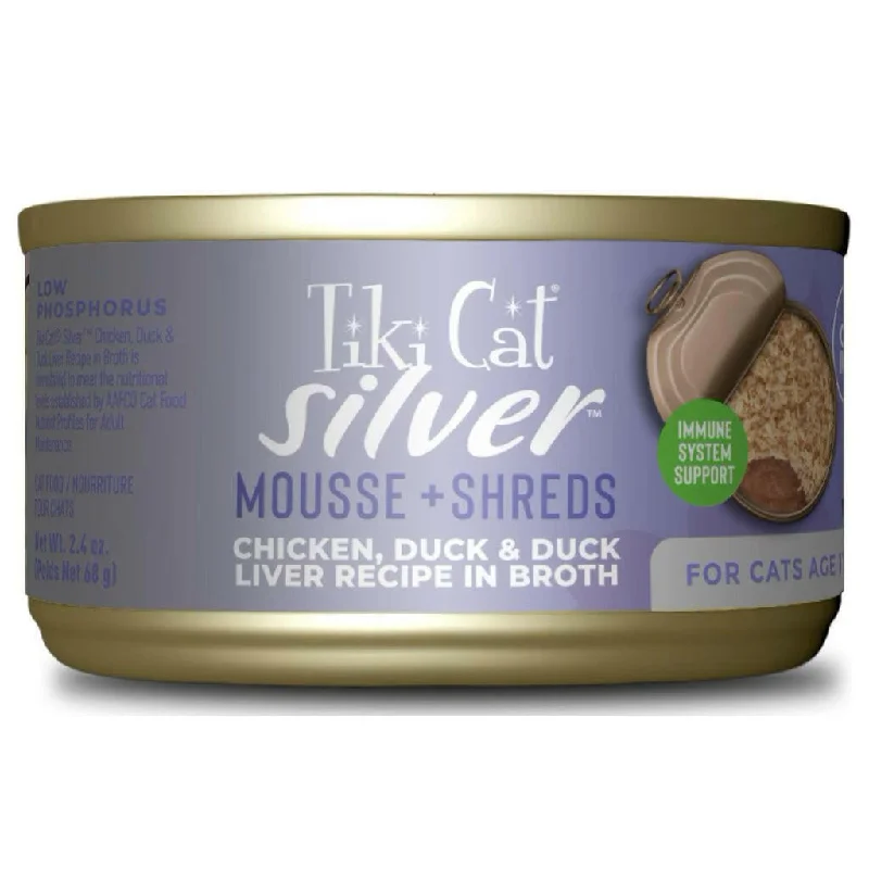 Tiki Cat Silver for Seniors Chicken & Duck & Duck Liver (2.4 oz x 12 cans)