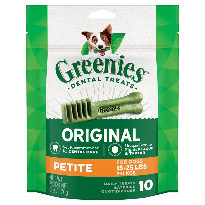 GREENIES Dog Puppy TREAT PACK 170G PETITE Regular Dental Chews