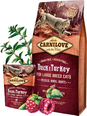 Carnilove Duck & Turkey for Large Breed Cats – Muscles, Bones, Joints 2 kg