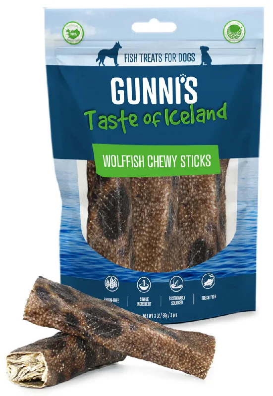 GUNNIS PET Wolffish Skin Chewy Sticks 3pcs