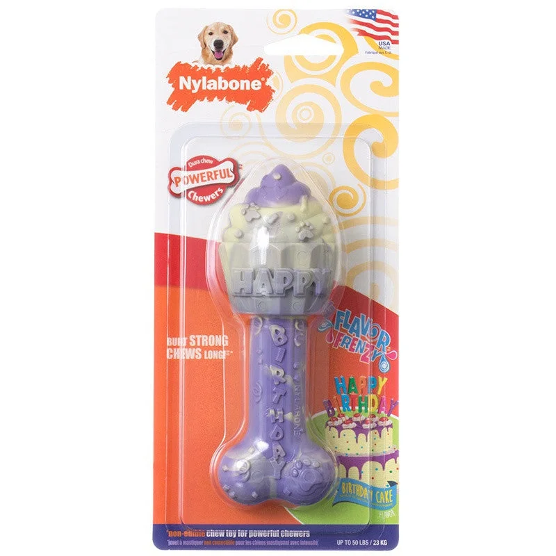 Nylabone Flavor Frenzy Dura Chew Birthday Bone Birthday Cake Flavor Wolf Size