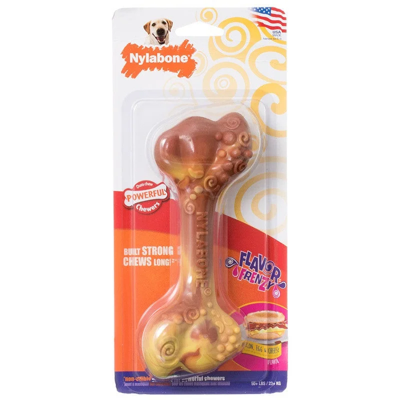 Nylabone Flavor Frenzy Dura Chew Breakfast Bone Bacon/Egg/Cheese Flavor Wolf Size