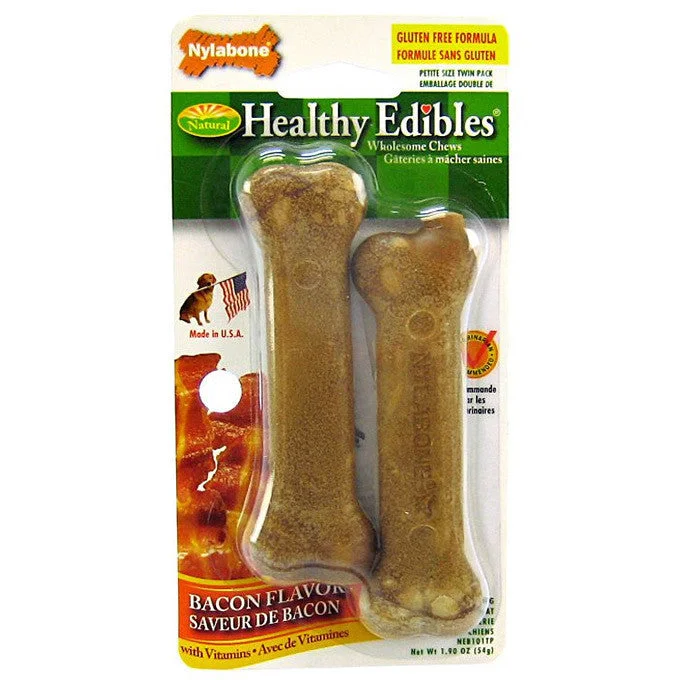 Petite Bacon Nylabone Healthy Edibles Vitamin Bones 2pk