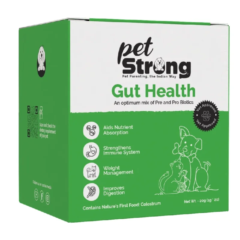 PetStrong Probiotic and Prebiotic Gut Health Supplement Sachet for Dogs and Cats