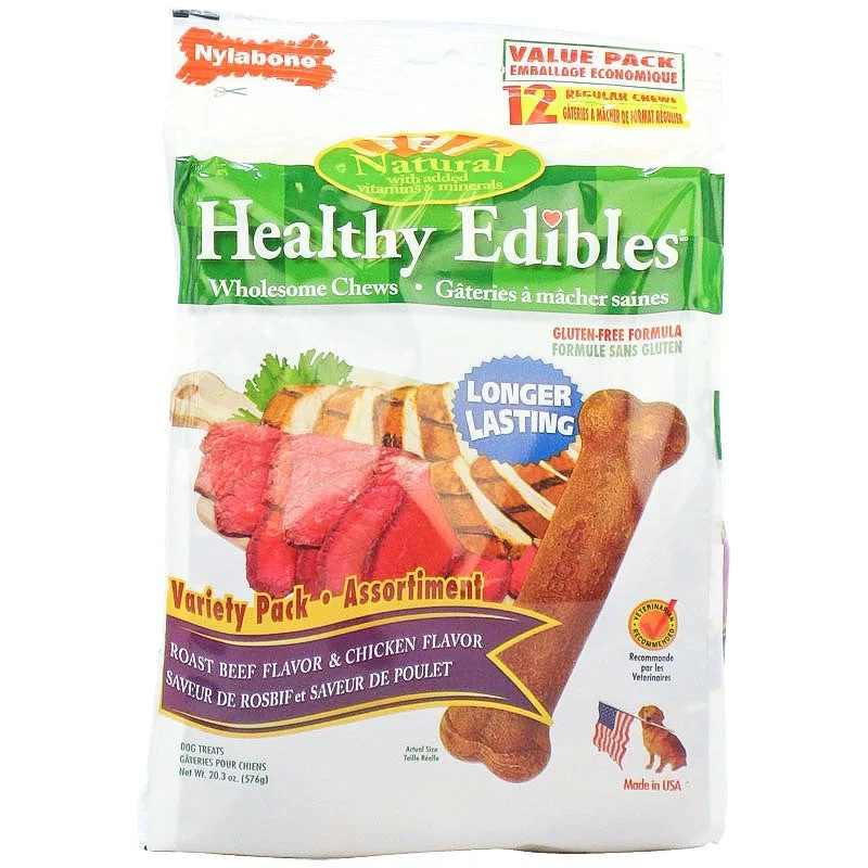 Regular Nylabone Healthy Edibles Variety Pack 12ct Pouch