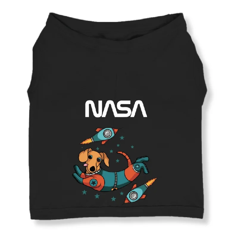 Cutiepaw The Nasa Collection Laika Edition 1 Cat Printed Sleeveless Tshirt for Dogs and Cats (Black)