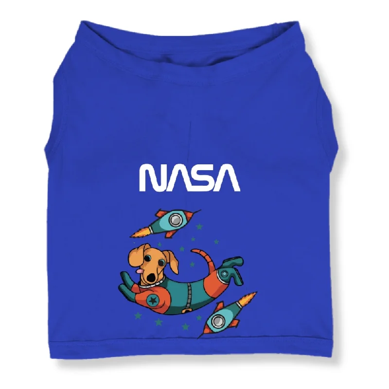 Cutiepaw The Nasa Collection Laika Edition 1 Cat Printed Sleeveless Tshirt for Dogs and Cats (Dark Blue)