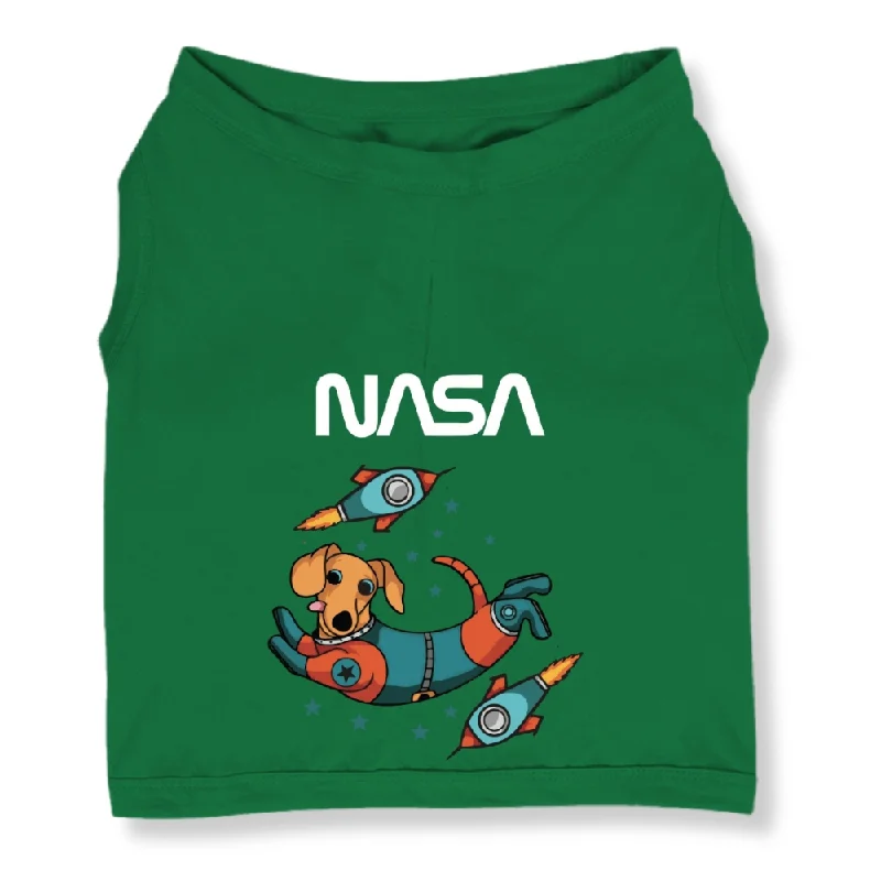 Cutiepaw The Nasa Collection Laika Edition 1 Cat Printed Sleeveless Tshirt for Dogs and Cats (Dark Green)