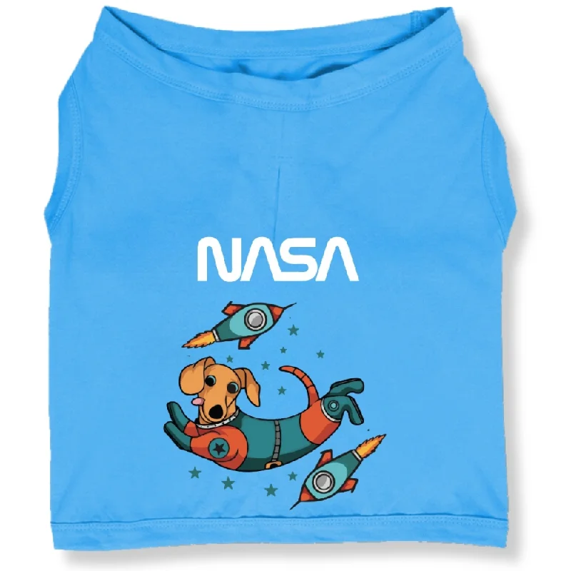 Cutiepaw The Nasa Collection Laika Edition 1 Printed Sleeveless Tshirt for Dogs and Cats (Light Blue)