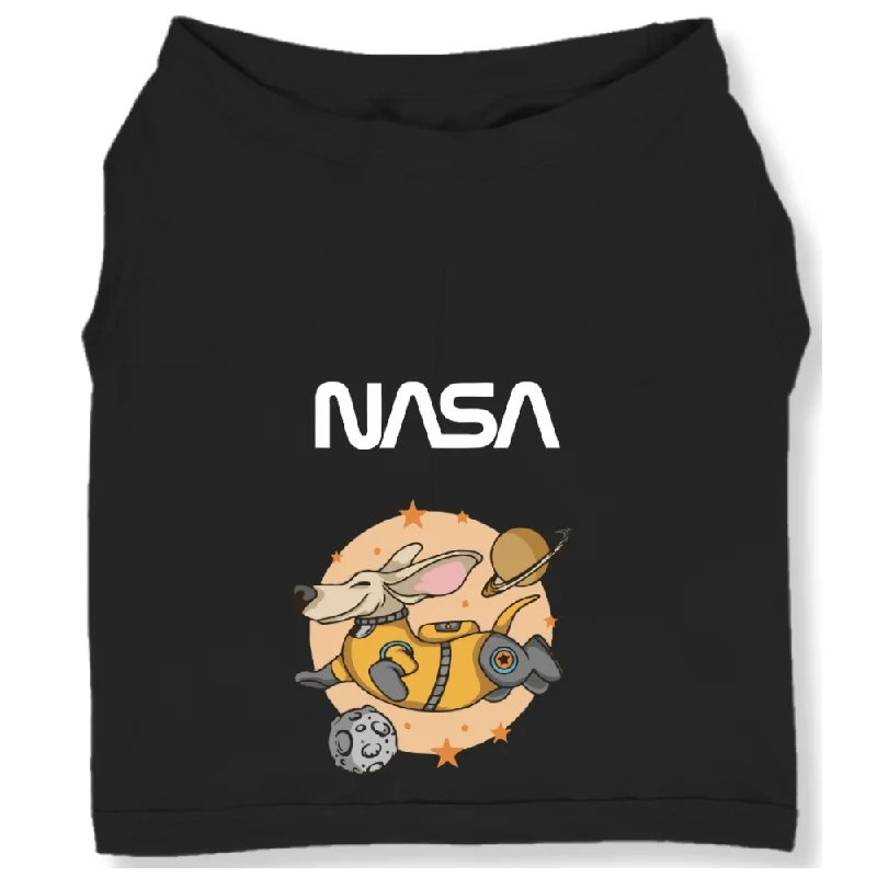 Cutiepaw The Nasa Collection Laika Edition 2 Printed Sleeveless Tshirt for Dogs and Cats (Black)