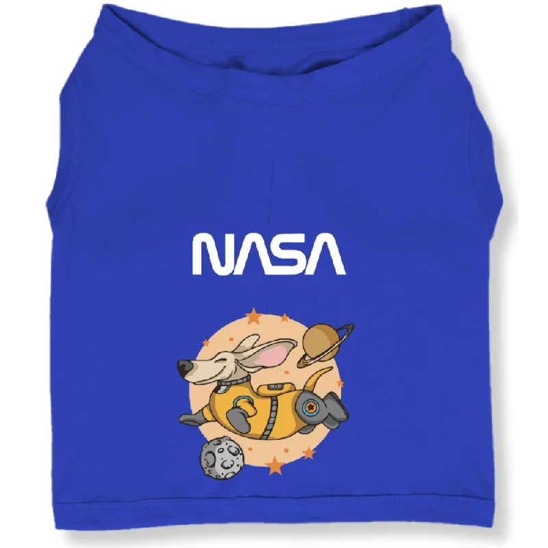 Cutiepaw The Nasa Collection Laika Edition 2 Printed Sleeveless Tshirt for Dogs and Cats (Dark Blue)