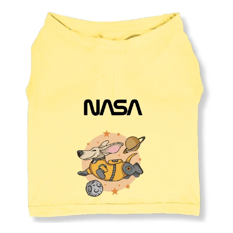 Cutiepaw The Nasa Collection Laika Edition 2 Printed Sleeveless Tshirt for Dogs and Cats (Lemon Yellow)