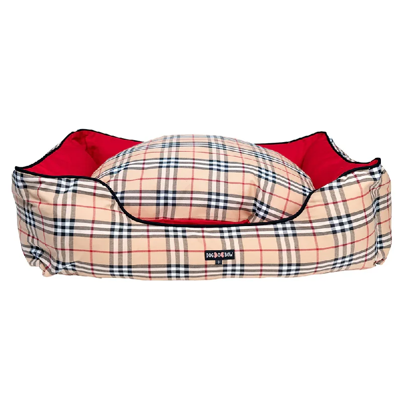 Dogobow Check Rectangle Bed for Dogs and Cats (Burberry)