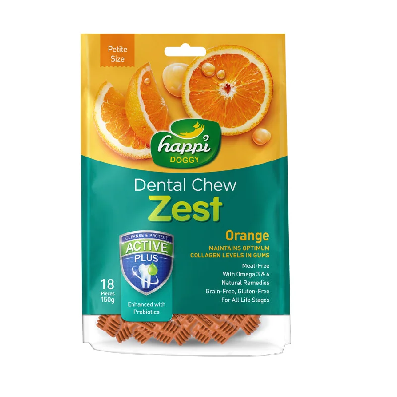 Happi Doggy Dental Chew Zest Petite Orange Dog Treat (2.5 inch)