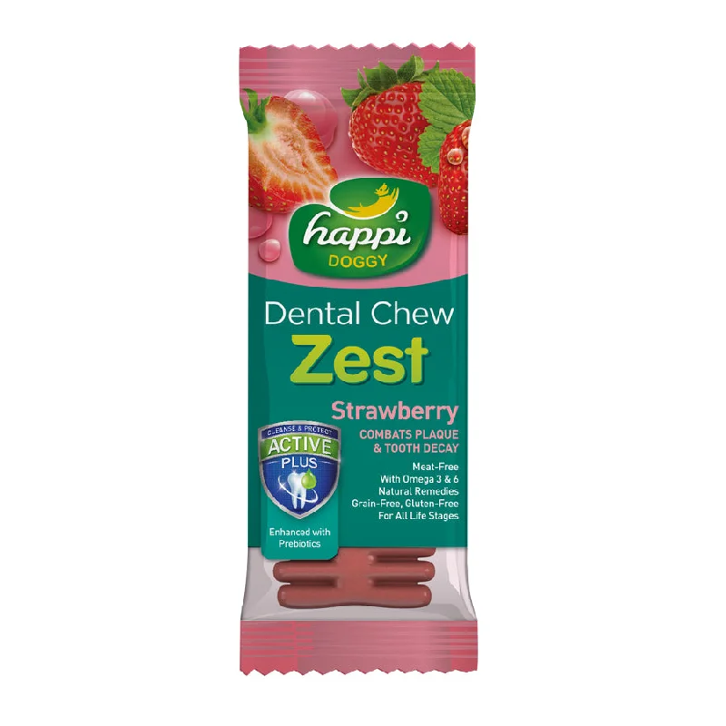 Happi Doggy Dental Chew Zest Strawberry Dog Treat (4 inch)