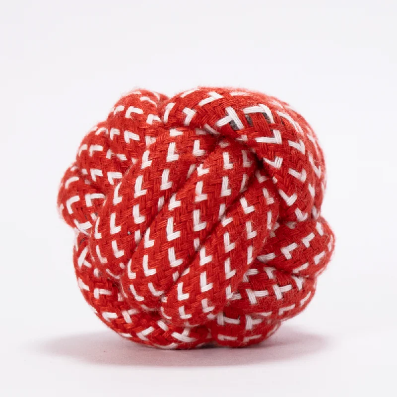 Skatrs Ball Shaped Rope Chew Toy for Cats & Dogs (Red/White)